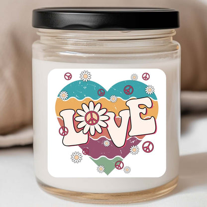 Groovy - Squiggle Floral Retro Heart Valentines Jar Candle