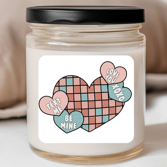 Groovy Disco Conversation Hearts Valentines Jar Candle