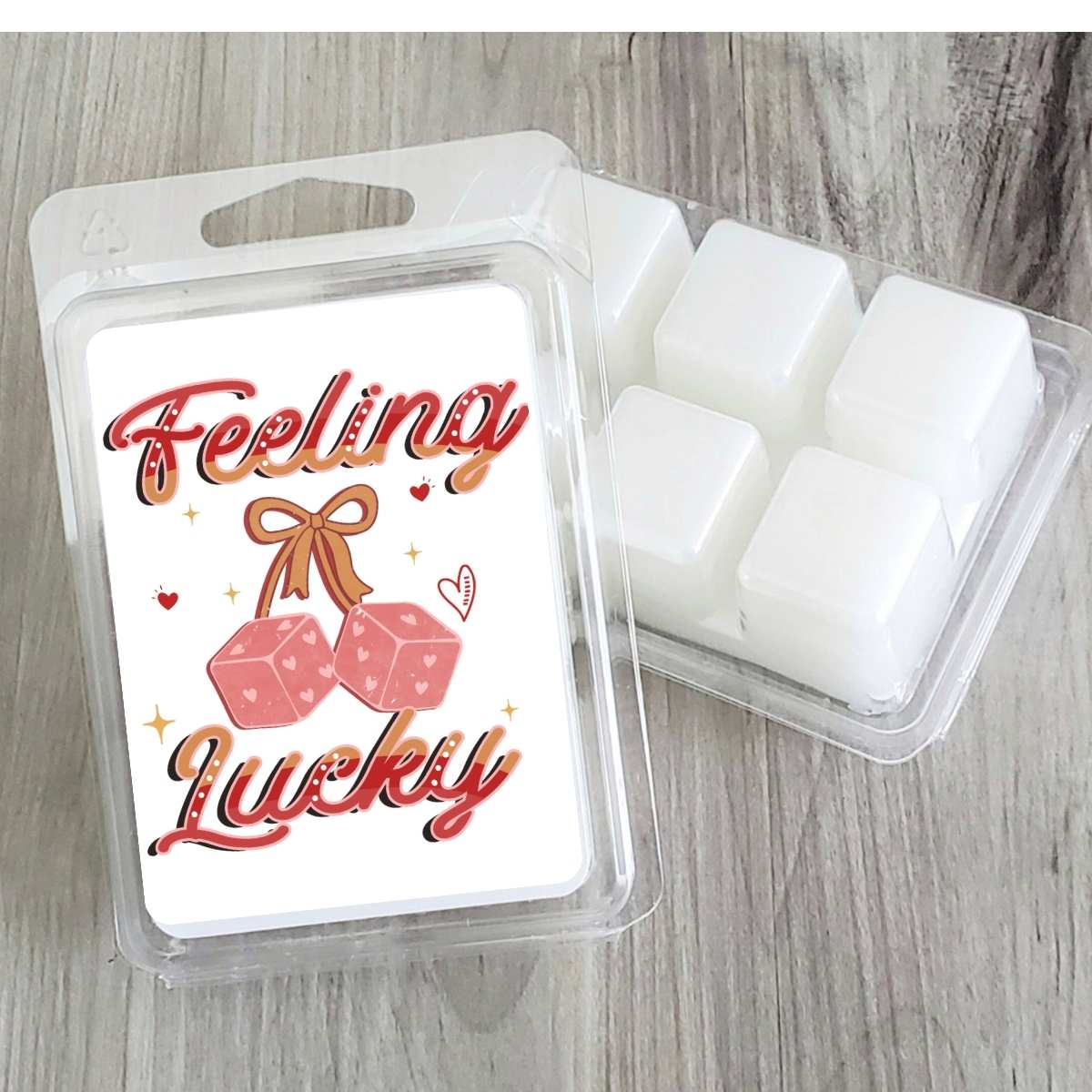 Groovy Feeling Lucky Dice Valentines Wax Clamshell