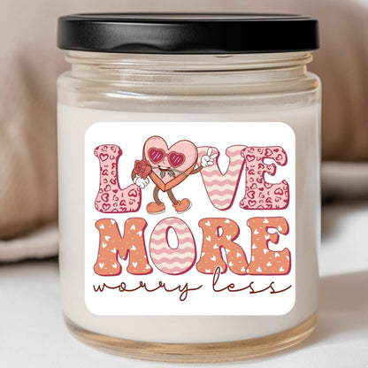 Groovy Love More Worry less Valentines Jar Candle