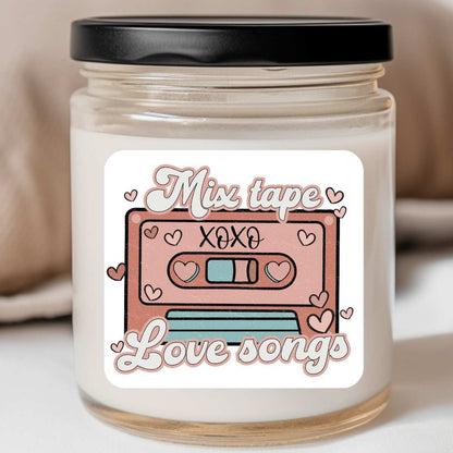 Groovy Mix Tape Love Songs XOXO Valentines Jar Candle