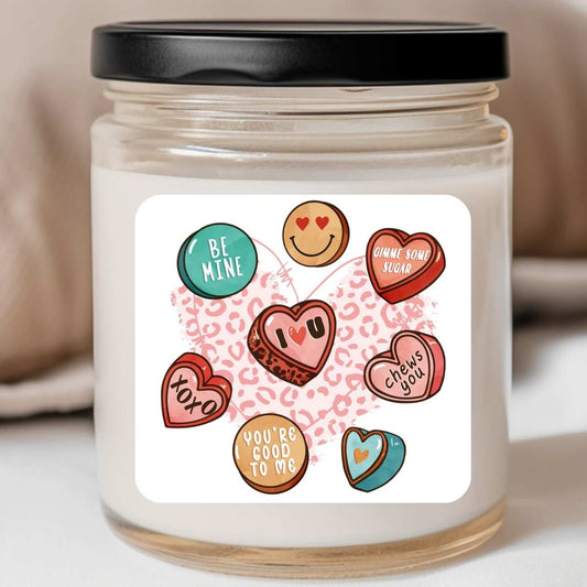 Happy Conversation Hearts Valentines Jar Candle