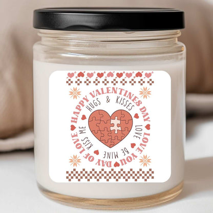 Happy Valentine's Day heart Puzzle Valentines Jar Candle