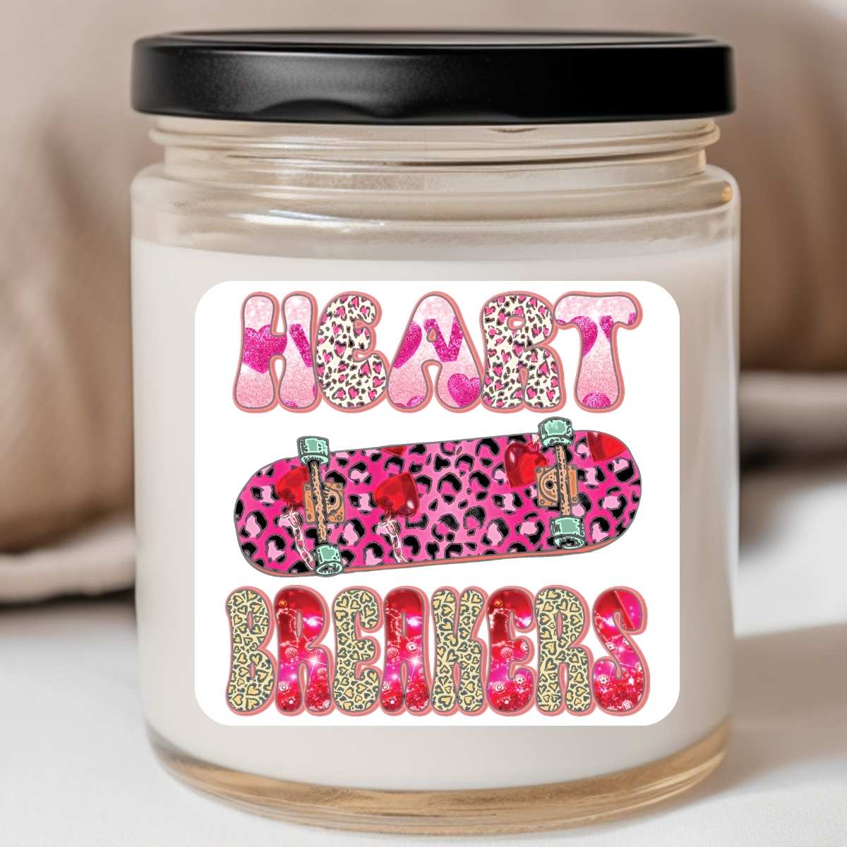 Heart Breakers Skateboard Valentines Jar Candle