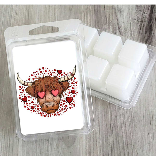 Highland Cow Hearts Valentines Wax Clamshell