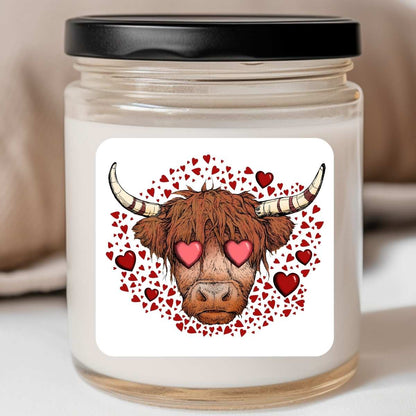 Highland Cow Hearts Valentines Jar Candle