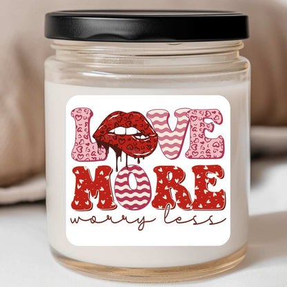 Lips Love More Worry Less Valentines Jar Candle