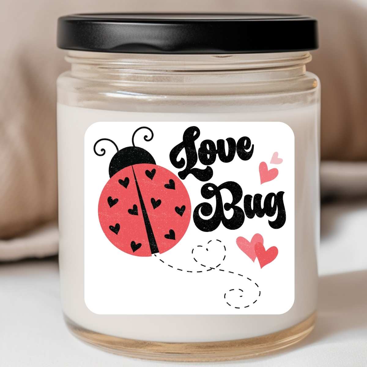 Love Bug Hearts Ladybug Valentines Jar Candle