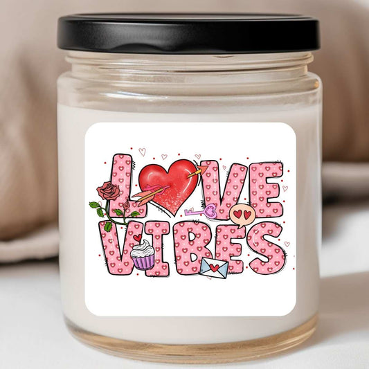 Love Vibes Cupcake heart Valentines Jar Candle