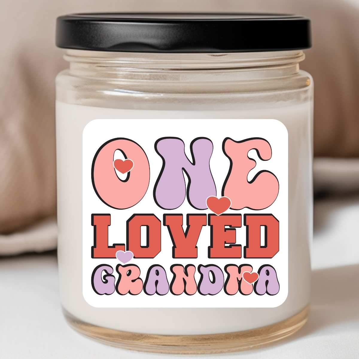 One Loved Grandma Valentines Jar Candle