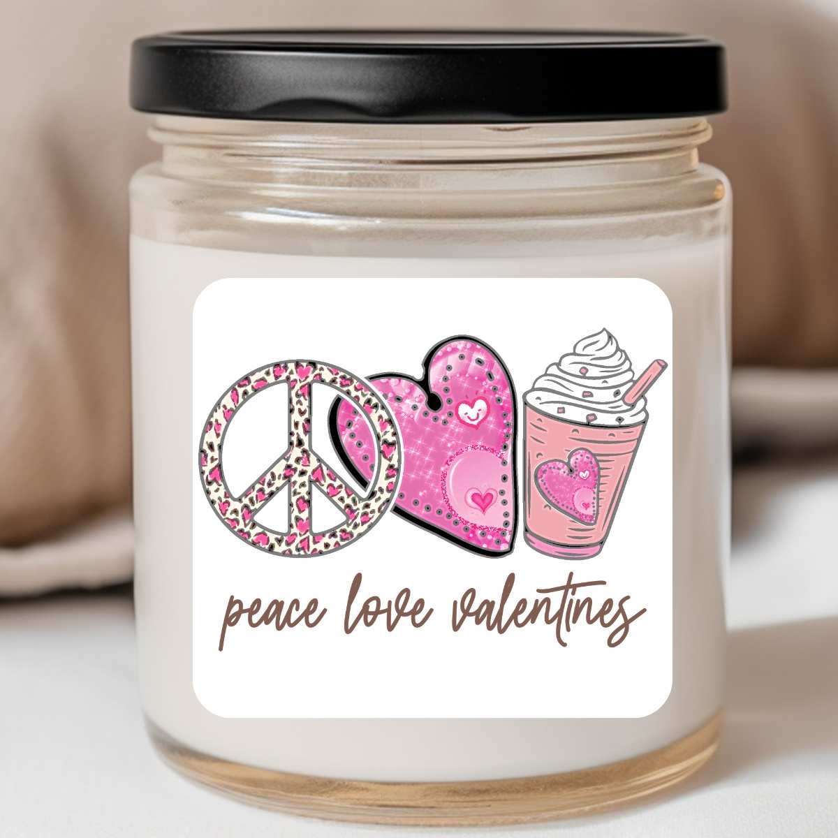 Peace Love Valentines Love Valentines Jar Candle