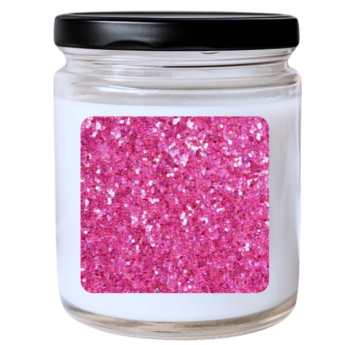 Pink Glitter Print Valentines Jar Candle