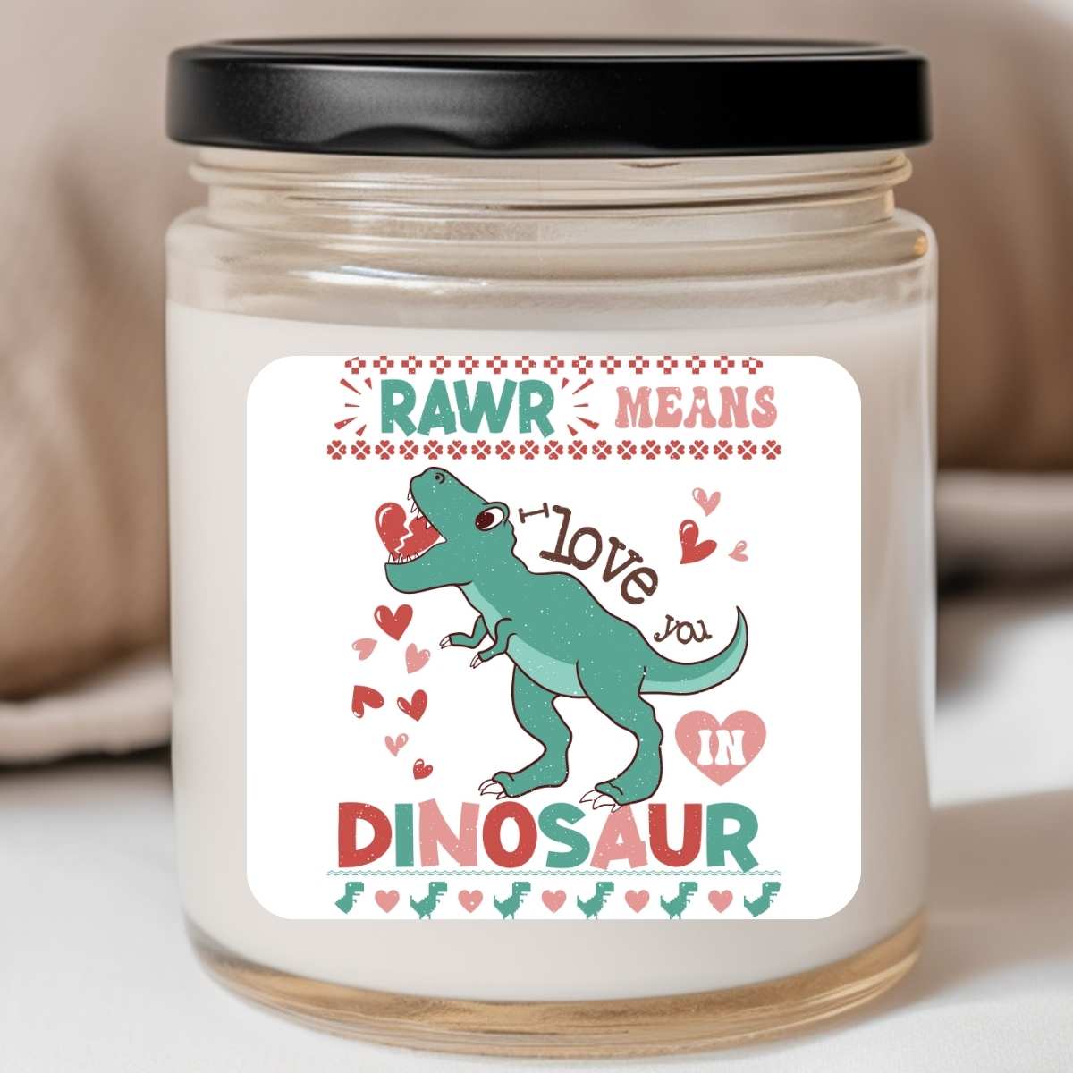 Rawr Love You In Dinosaur Valentines Jar Candle