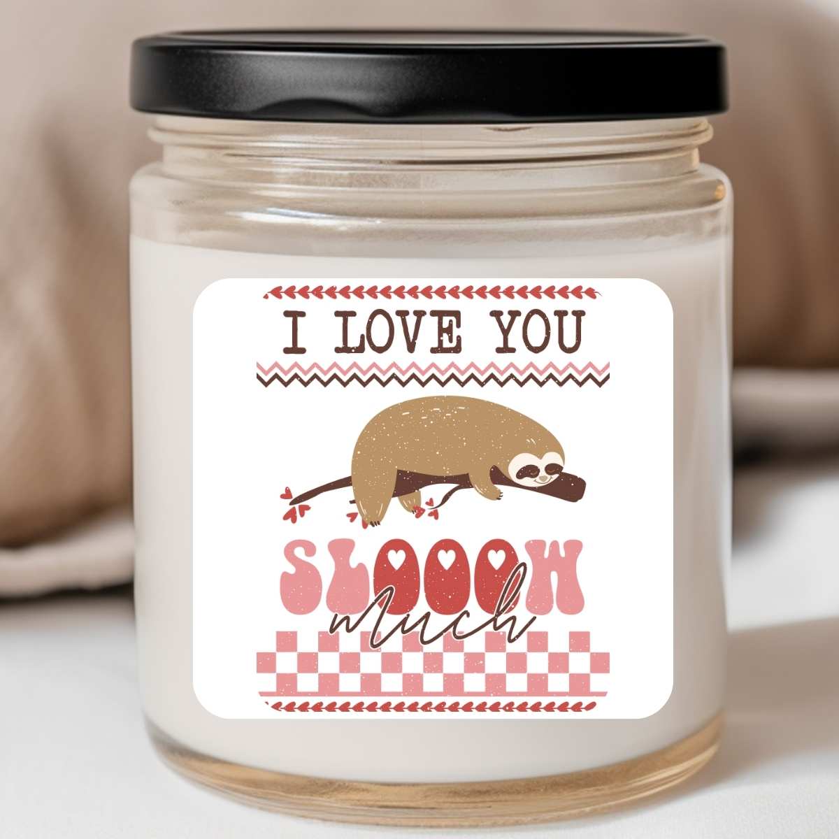 Sloth I Love You Slow Much Valentines Jar Candle