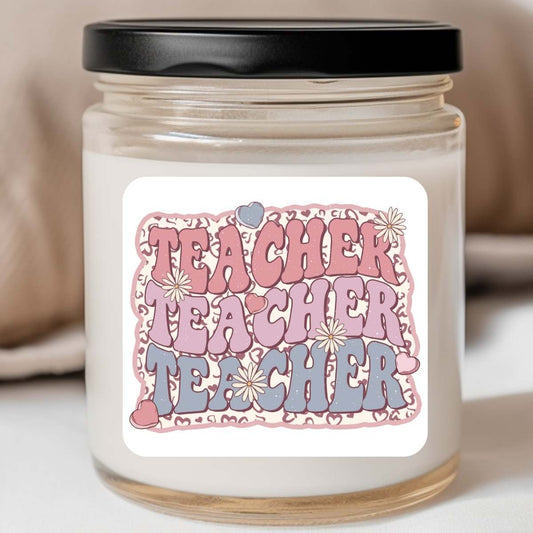 Teacher - Leopard Print Floral Valentines Jar Candle