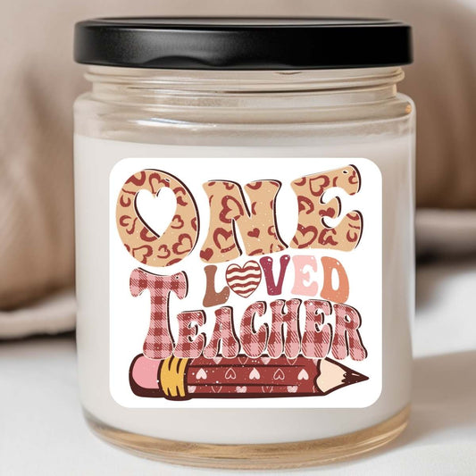 Teacher - One Loved Teacher (Leopard) Valentines Jar Candle