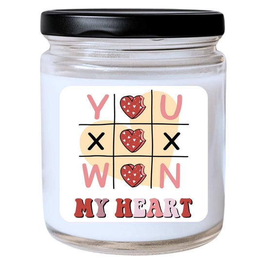 You Won my Heart Tic Tac Toe Valentines Jar Candle