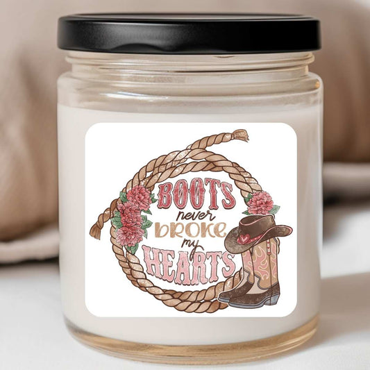 Western Boots Broken Hearts Valentines Jar Candle