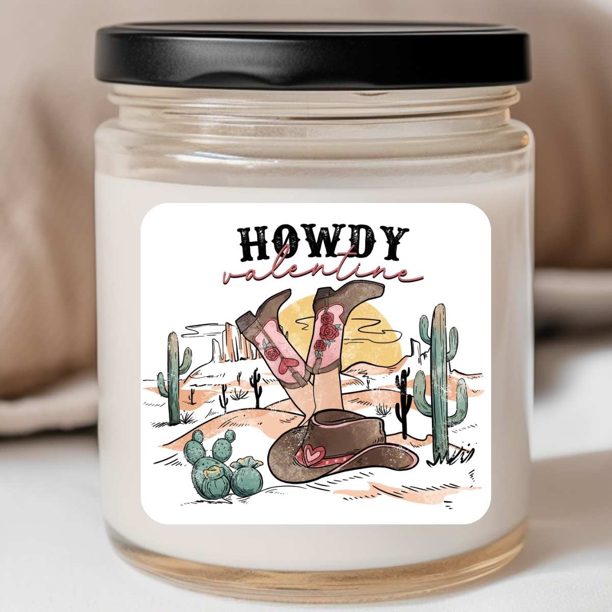 Western Howdy Valentine Cowgirl Valentines Jar Candle