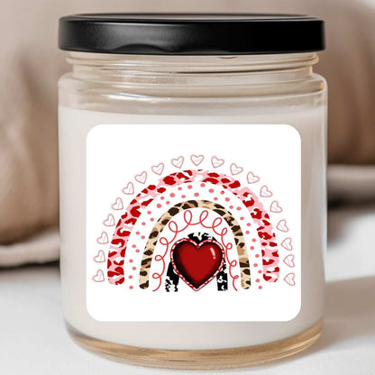 Western Leopard Hearts Rainbow Valentines Jar Candle