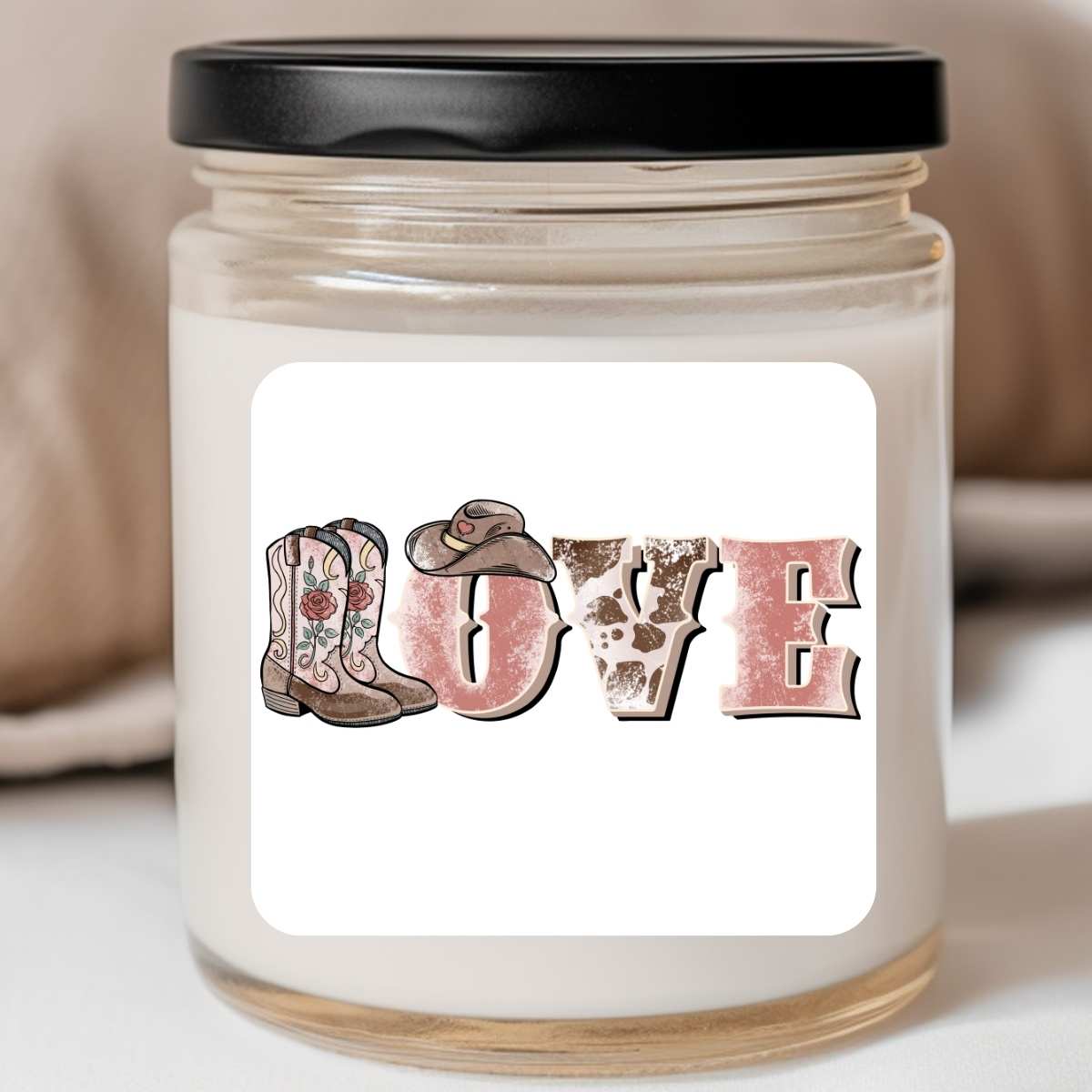 Western Love Cowboy Boots Valentines Jar Candle