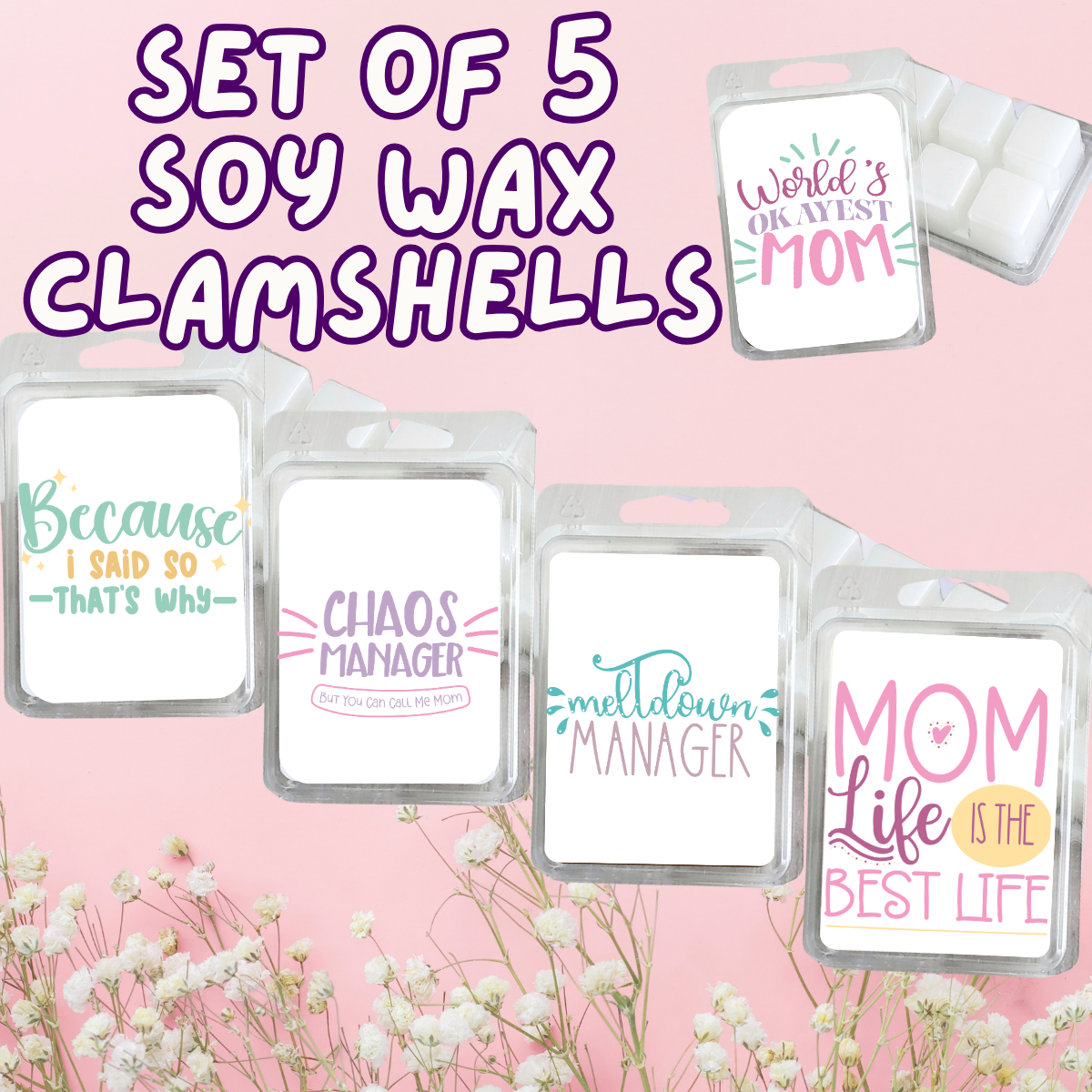 Mother's Day / Spring - 5 Piece Soy Wax Clamshell Set #7