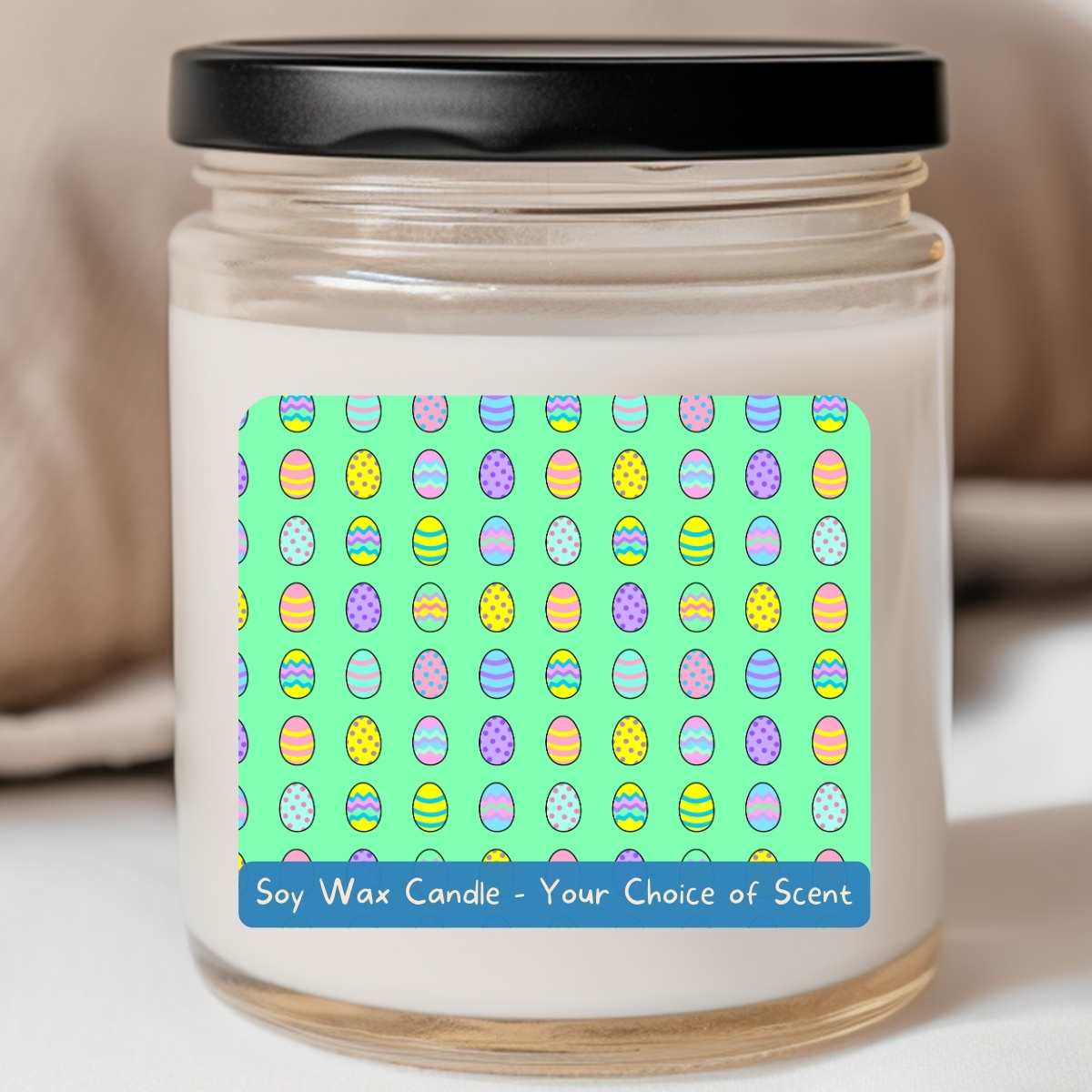 BRIGHT GREEN Cartoon Egg Grid - Easter 8oz Jar Candle (#141)