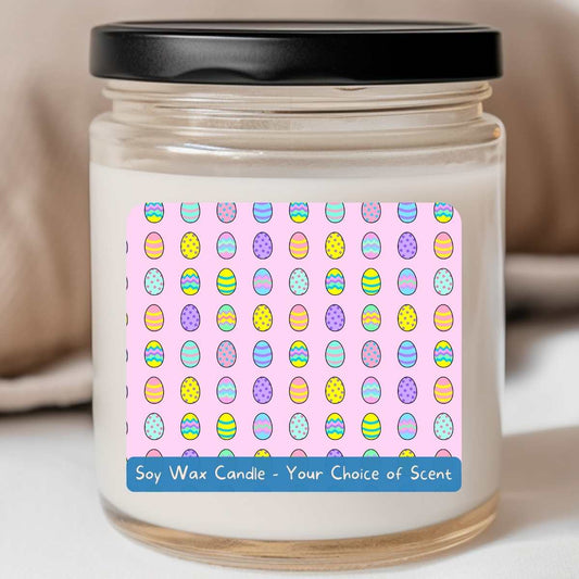 PASTEL PINK Cartoon Egg Grid - Easter 8oz Jar Candle (#145)