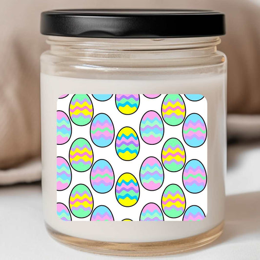 White/Pastel Colors Squiggle Eggs - Easter 8oz Jar Candle (#161)