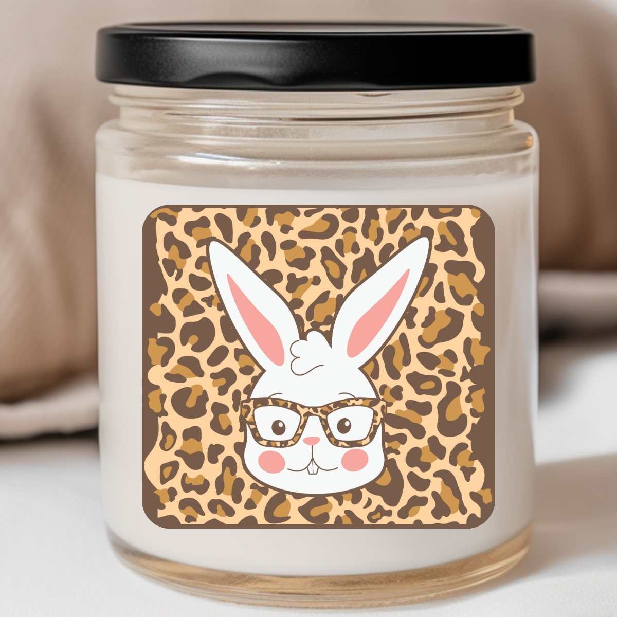 Glasses Bunny Western Leopard - Easter 8oz Jar Candle (#183)