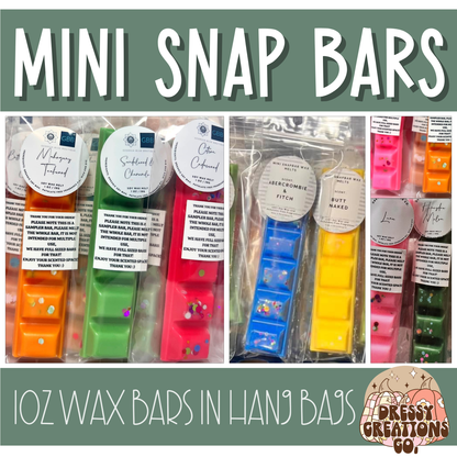 Snap Bar Wax Melts - Mini 1oz - In Hang Bags !MOQ 20!