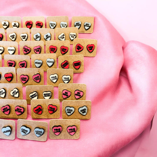 Valentine Conversation Heart Earstuds [MOQ 12]